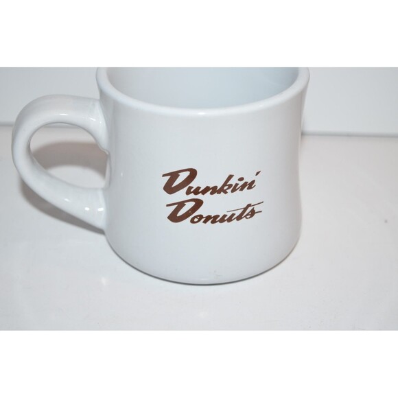 Vtg Dunkin Donuts Diner Heavy Coffee Mug 60s Cursive Logo Anthropomorphic cup - Picture 2 of 5